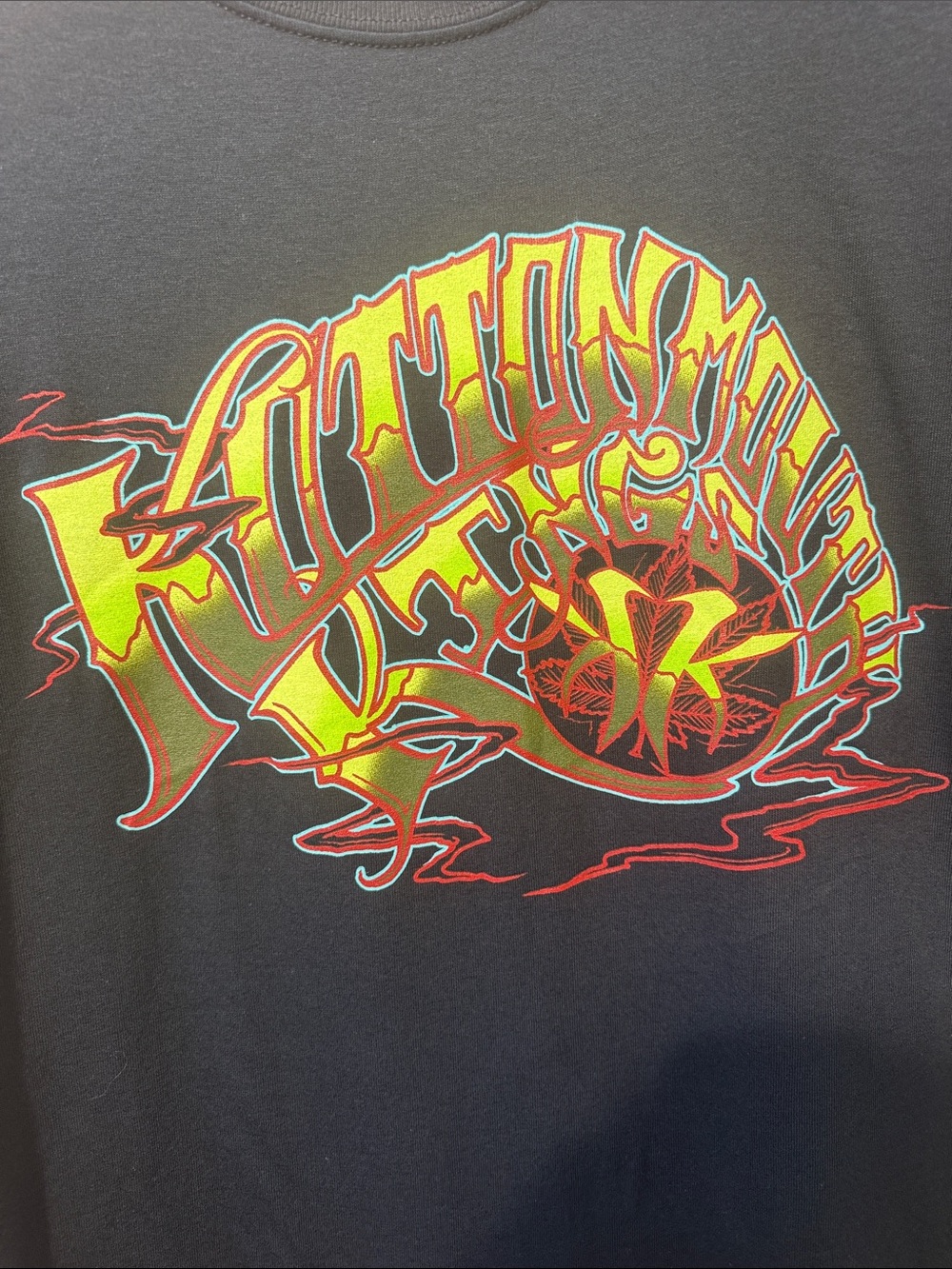 Black Short-Sleeve Graphic Tee with Yellow-Red Logo